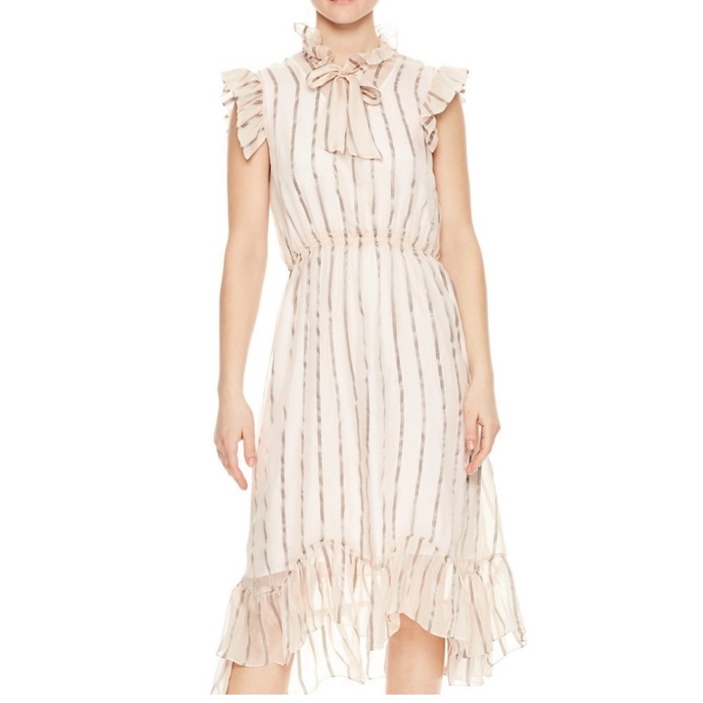 Elegant Striped Cream Dress